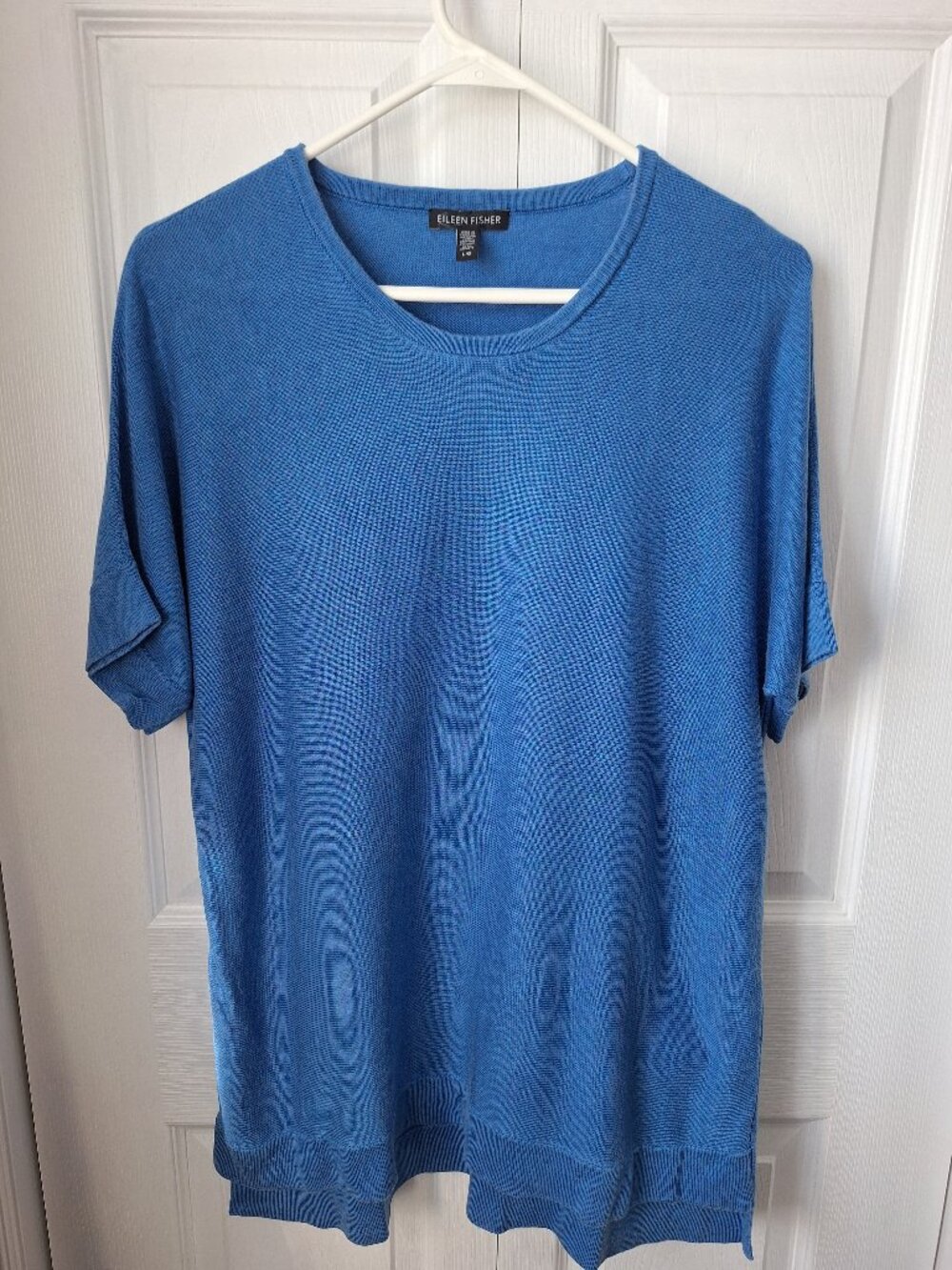 Eileen Fisher Blue Short Sleeve Fine Knit Top